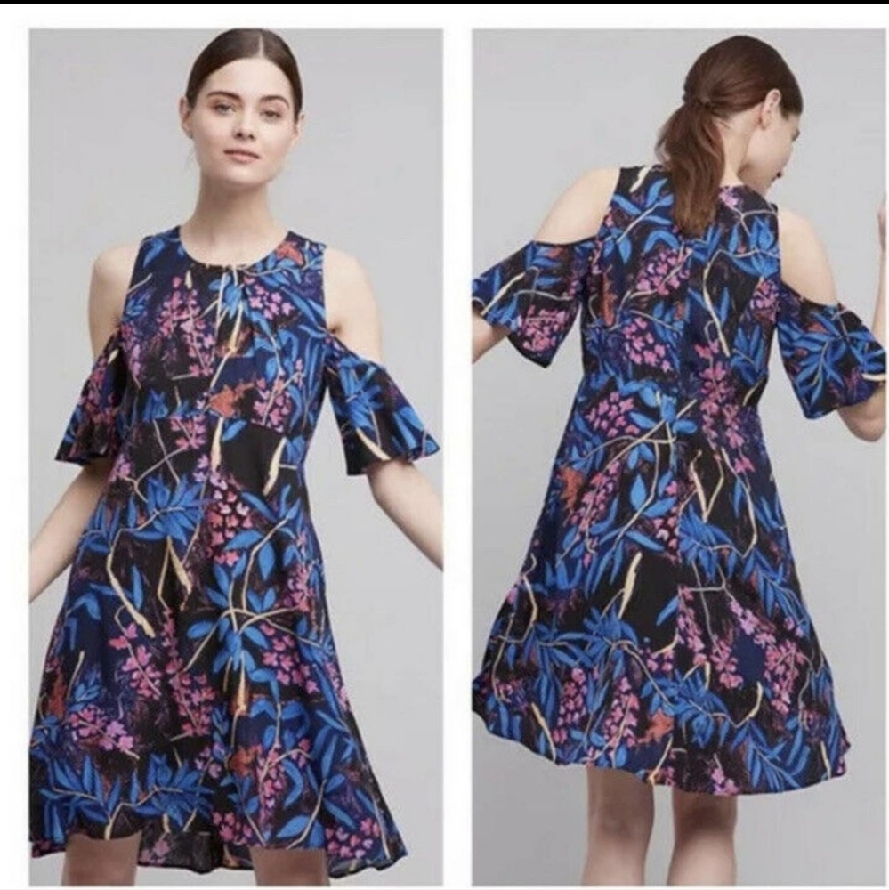 Anthropologie Maeve Elia cold shoulder dress